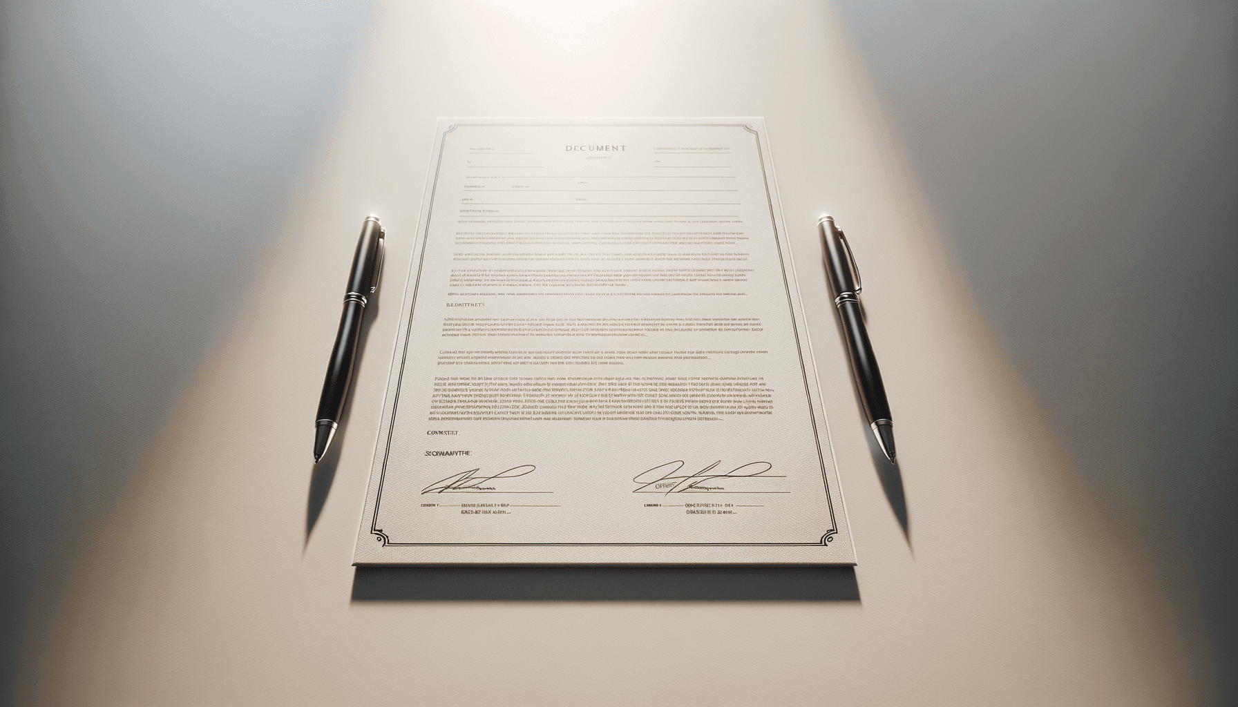 Couple peacefully signing divorce documents